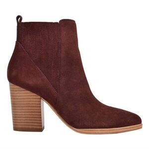 Marc Fisher The Alva Pointy Toe Burgandy Suede Leather Boho Ankle Booties. 5.5